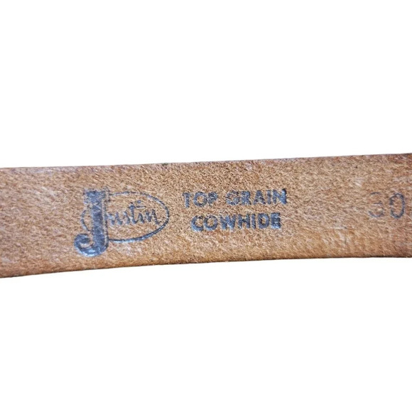 Justin Size 26 Brown Tooled Floral Top Grain Cowhide Leather Western Belt - Picture 5 of 7